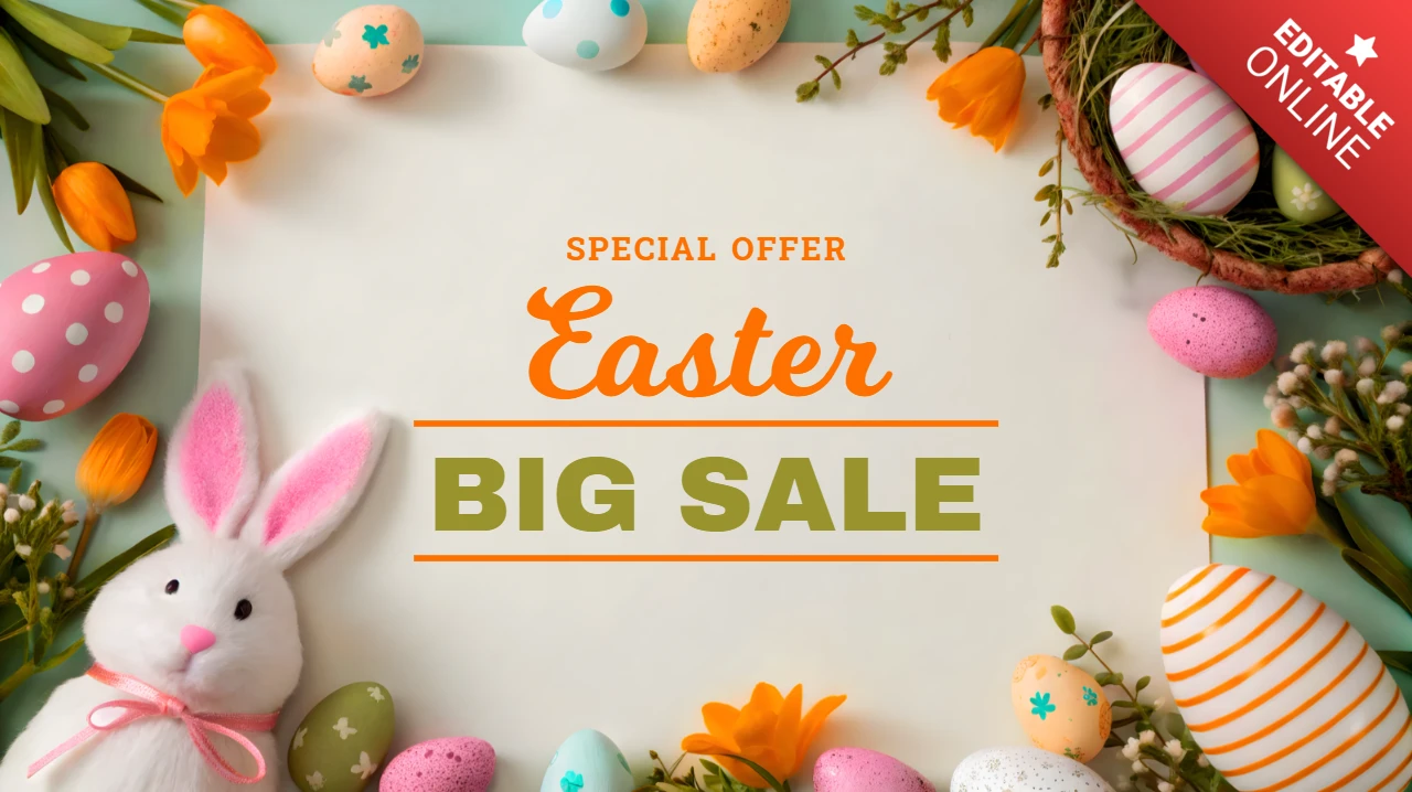 Easter Sale Design Template with Whimsical Spring Elements