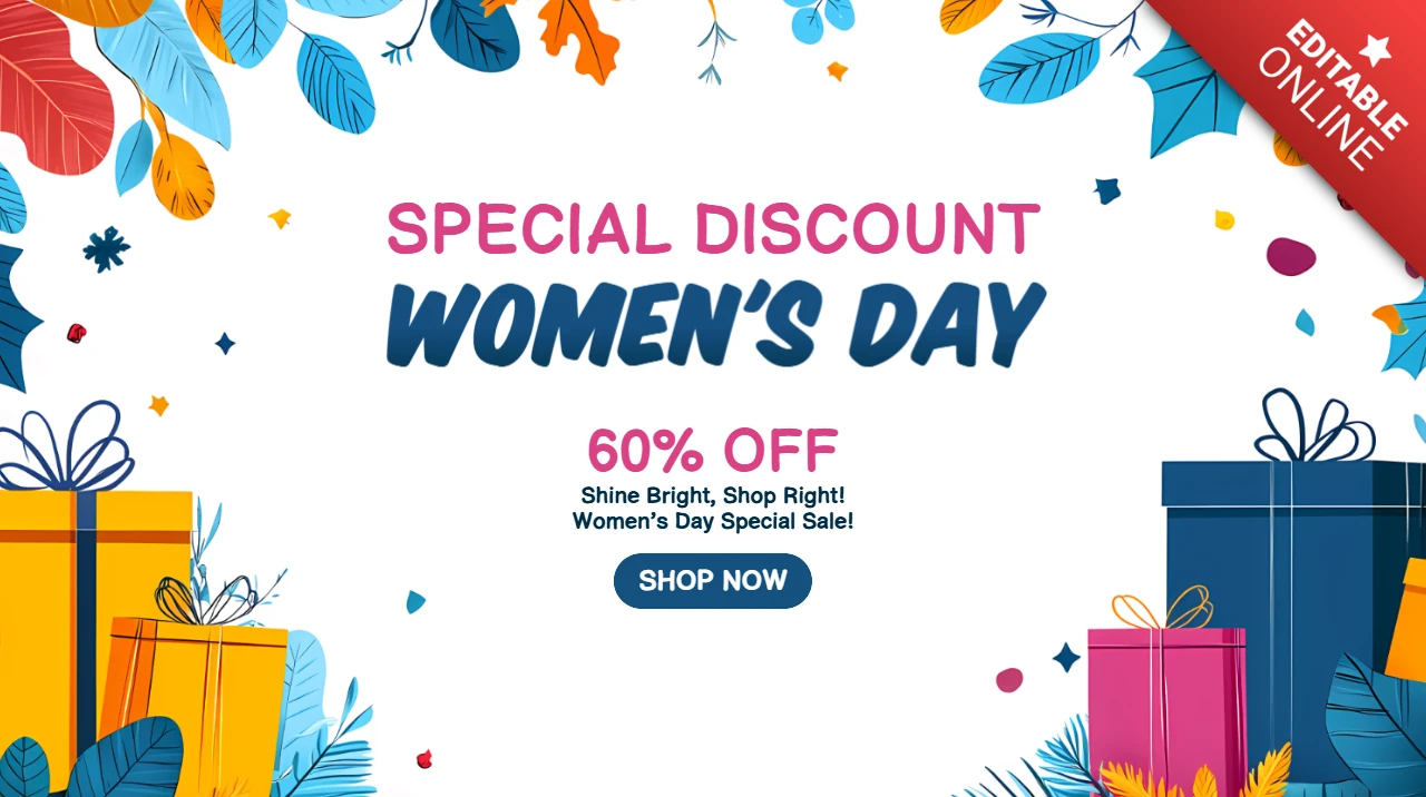 Plantilla editable de diseño de rebajas por el Día de la Mujer