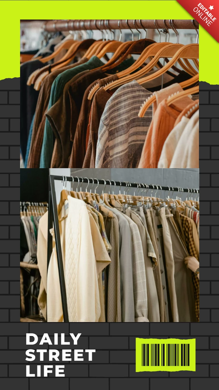 Modello moderno di progettazione della storia dei social media della moda quotidiana della vita di strada