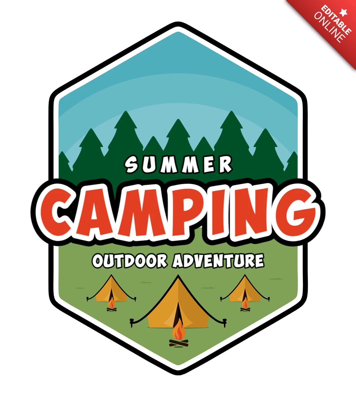 Sommer Camping Outdoor Abenteuer Logo Design Vorlage