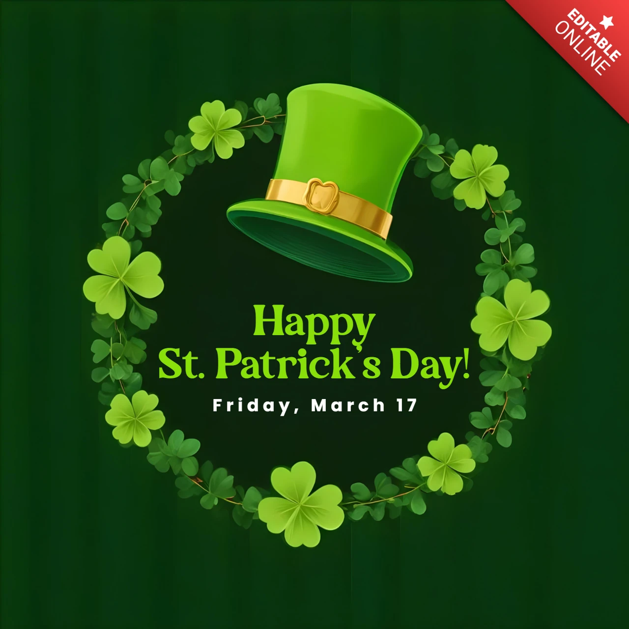 St. Patricks Day Feier Vorlage Design mit Kleeblättern und Hut