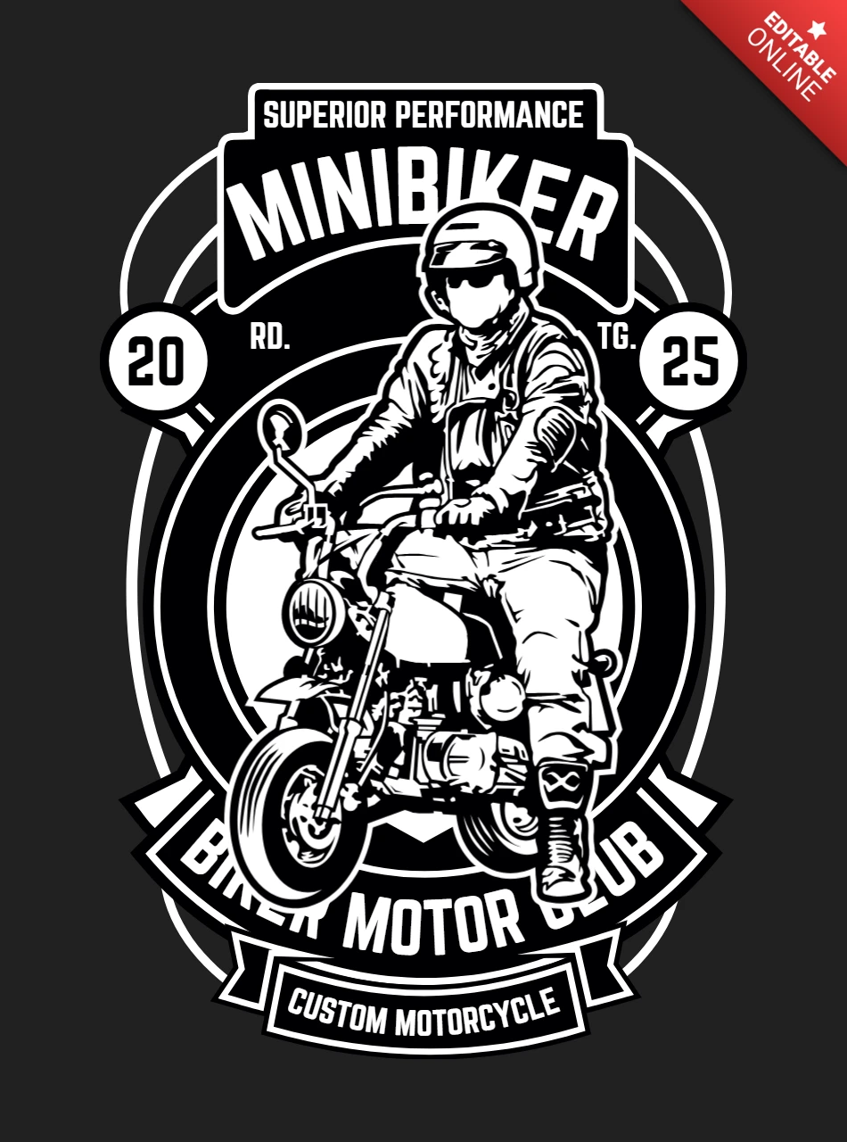 Mini biker club t-shirt ontwerpsjabloon