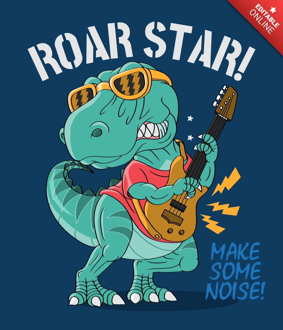 Modèle de conception d'un groupe de rock dinosaure Roar star !