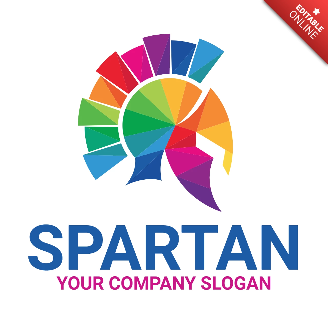 Spartan Warrior Helmet Color Logo Design Template