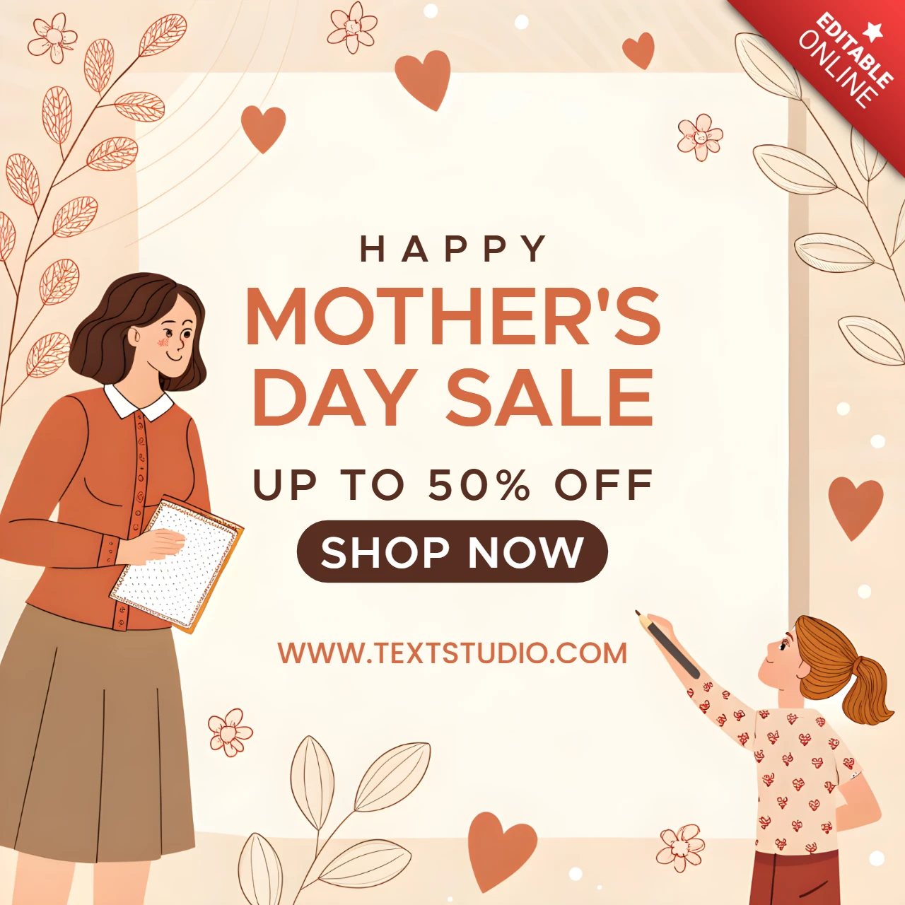 Charming Mother's Day Sale Template - Editable Floral Design for Promotions