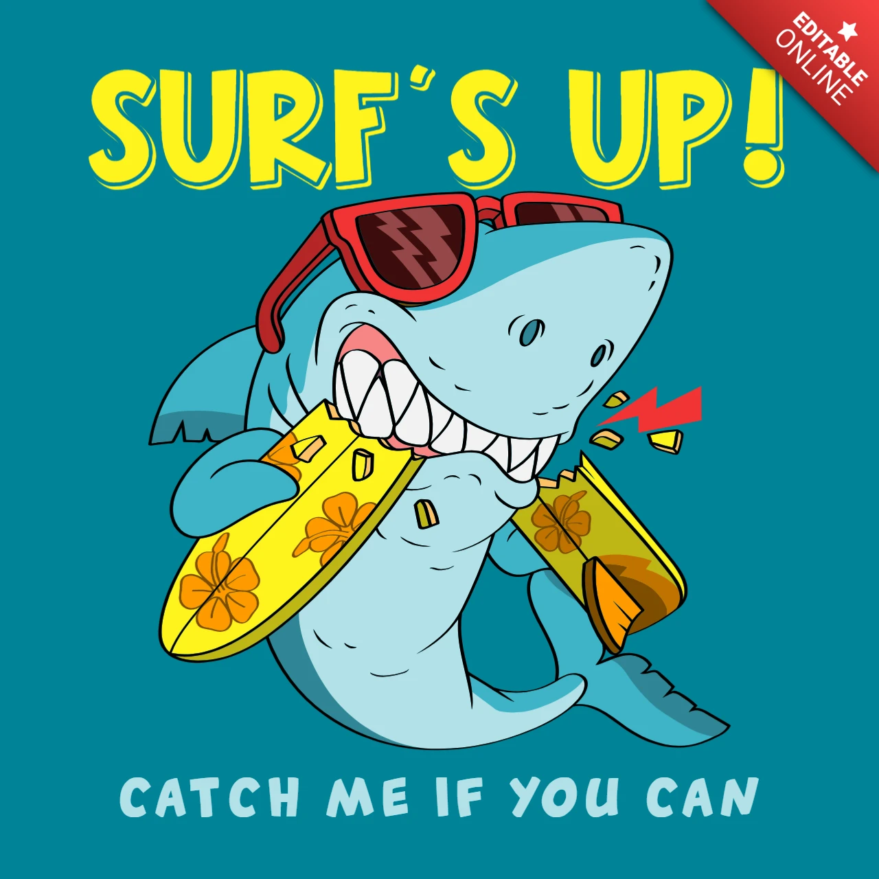 Surf's Up Shark Design Template for Fun Summer Apparel