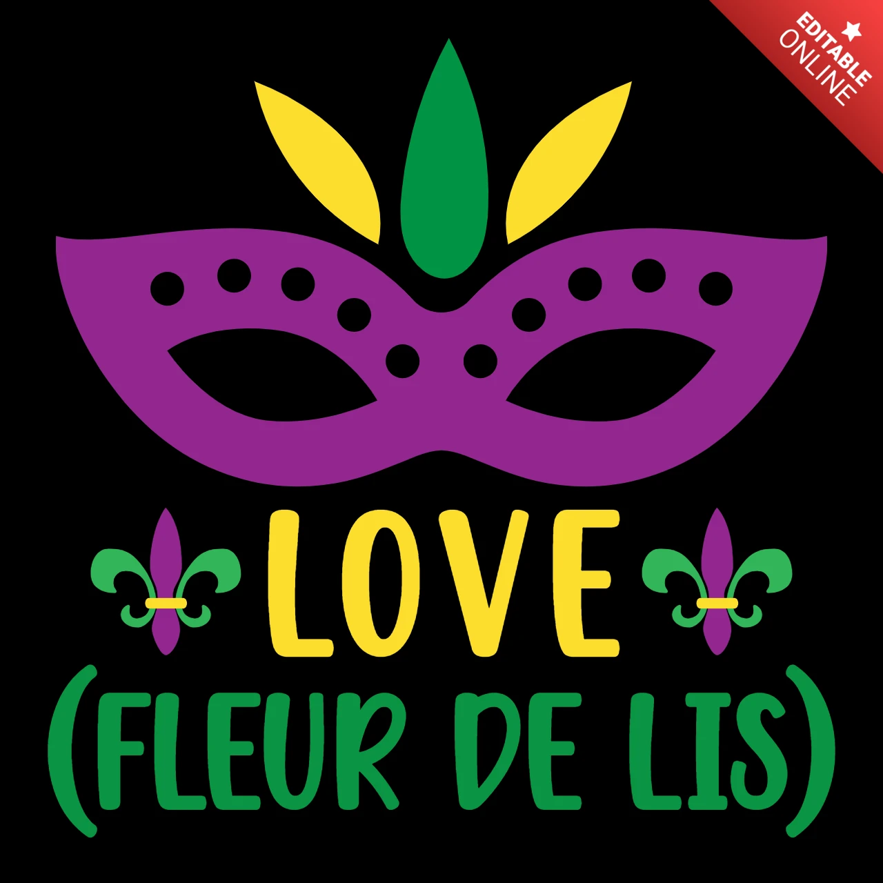 Modelo de design vibrante de amor de carnaval com flor de lis