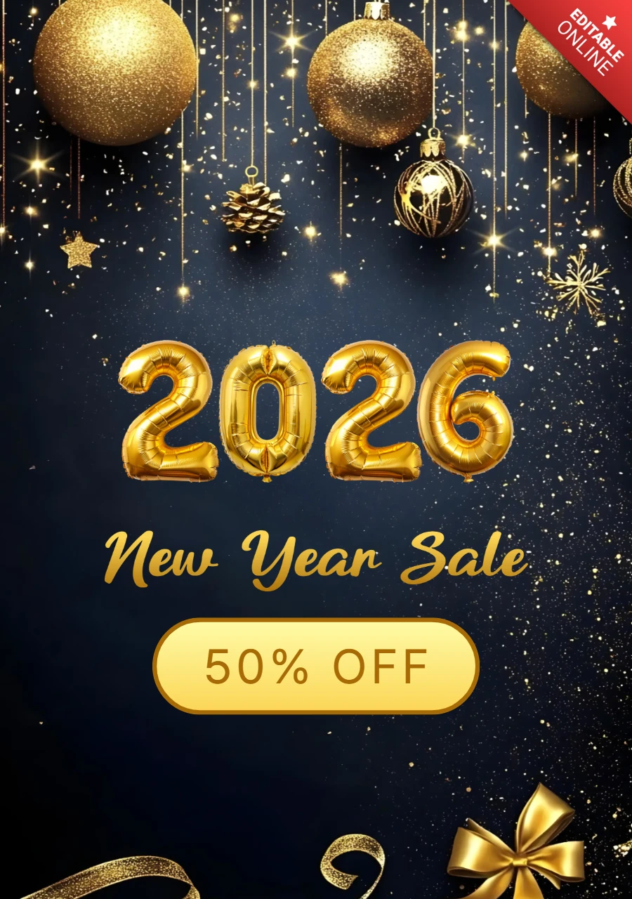 Vente de ballons d'or pour la nouvelle année Modèle de conception de l'histoire