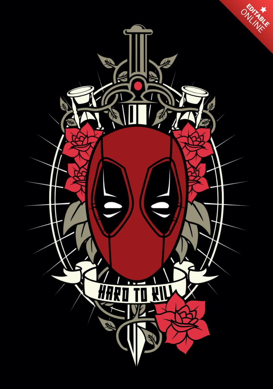 Modello di maglietta per deadpool difficile da uccidere