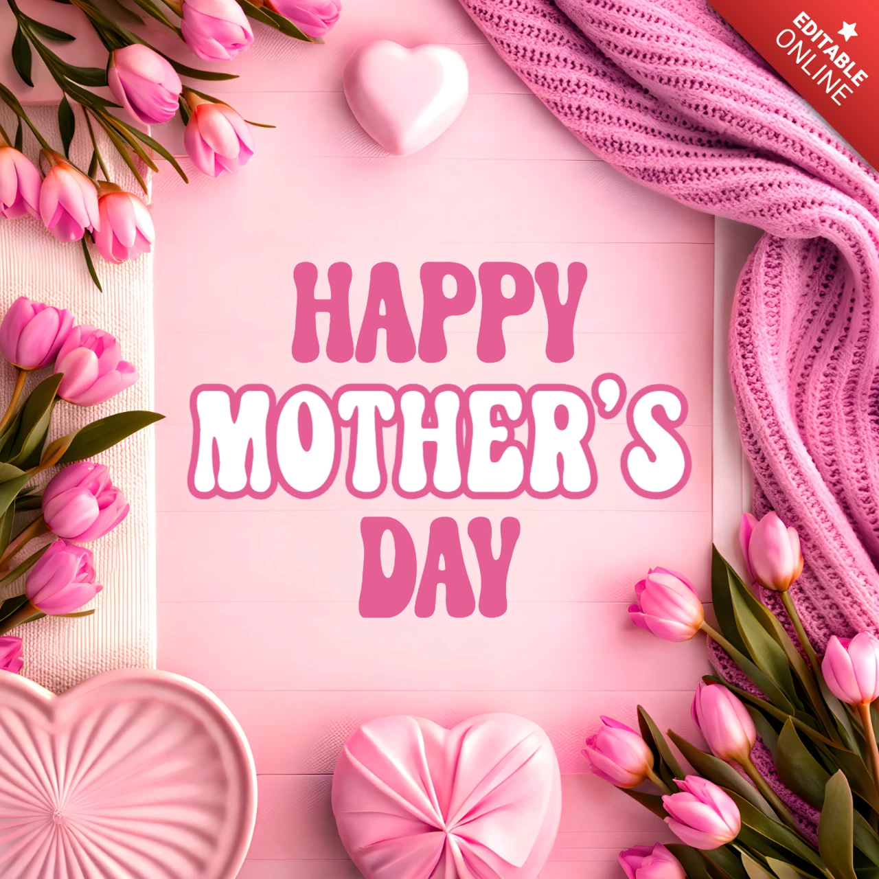 Happy Mother's Day Floral Design Template - Editable Pink Aesthetic