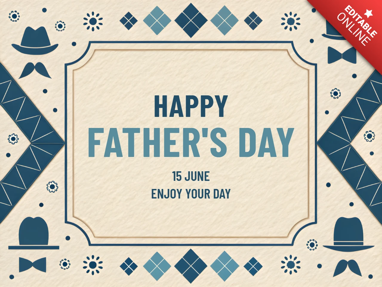 Father's Day Celebration Template Vintage Design with Hats and Bows