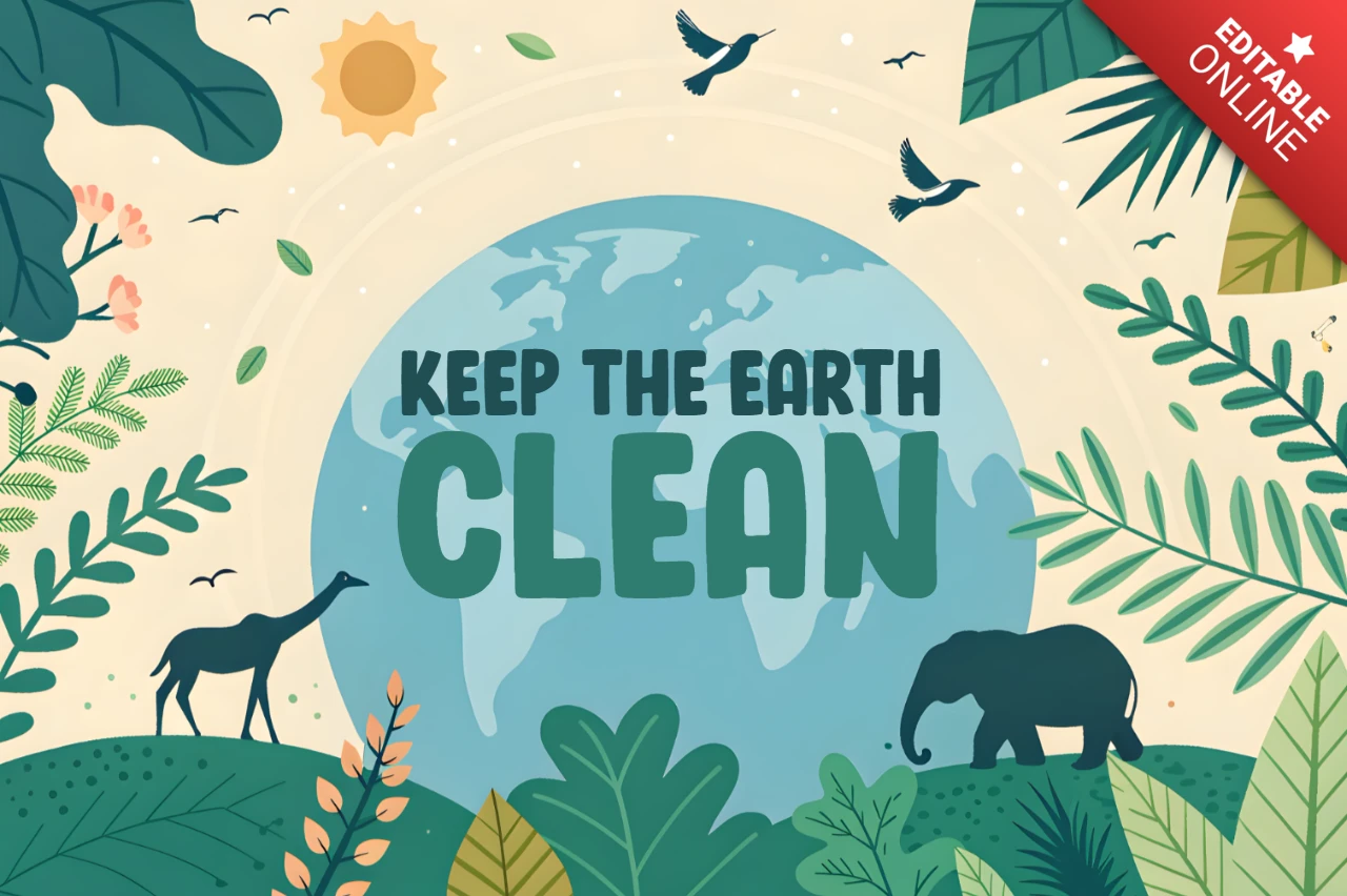 Eco-Friendly Design Template: Keep the Earth Clean in a Whimsical Style