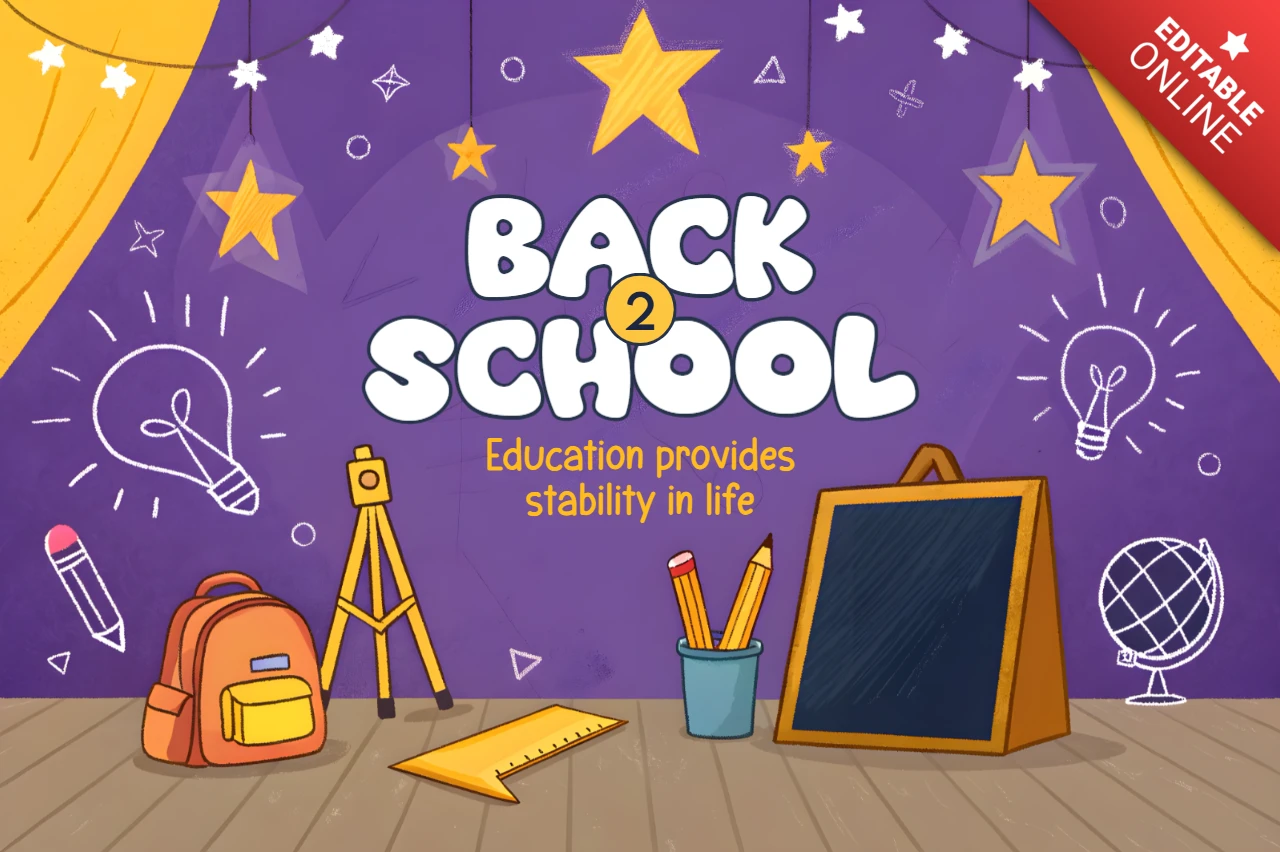 Back to School Design Template with Educational Elements for Posters