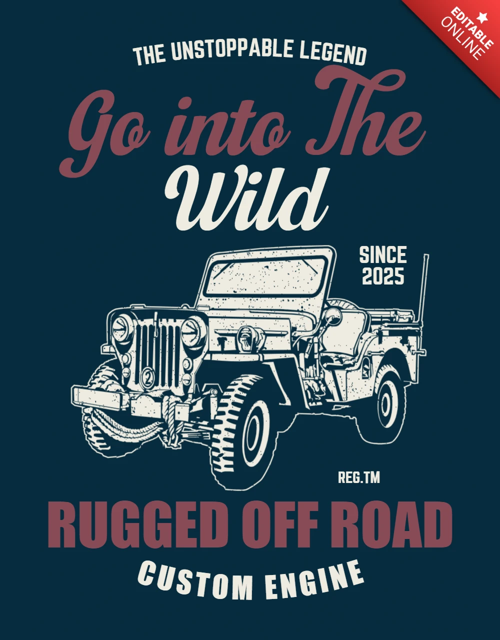 Vintage Off-Road Jeep T-shirt Design Template