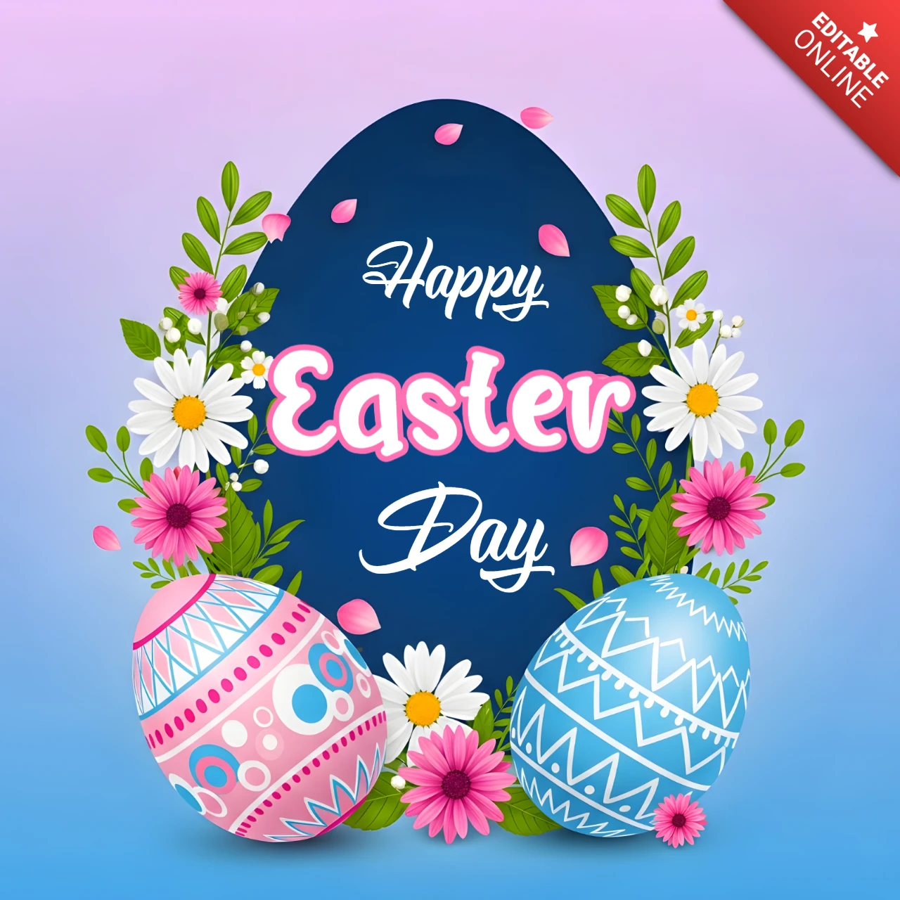 Plantilla de diseño de huevos de Pascua coloridos para tarjetas de felicitación