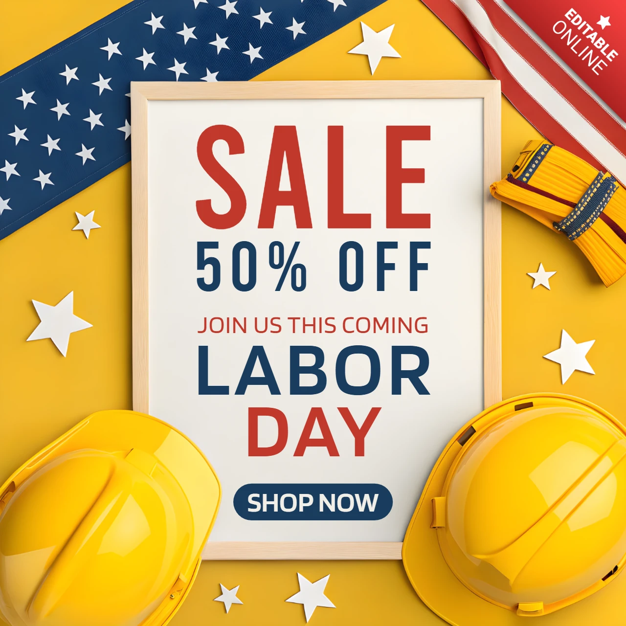 Modelo de design de promoção do Dia do Trabalho - layout promocional ousado e festivo