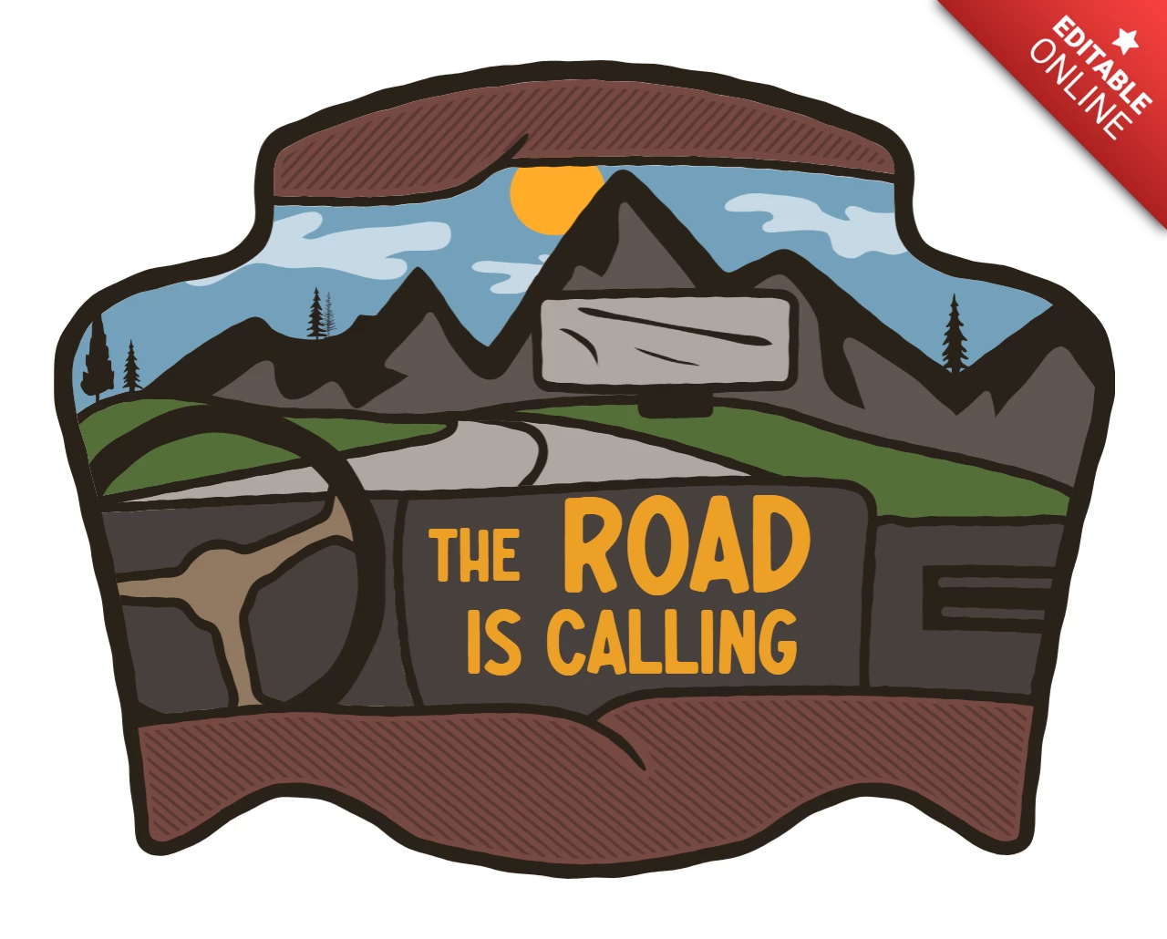 Road Trip Badge Template Design