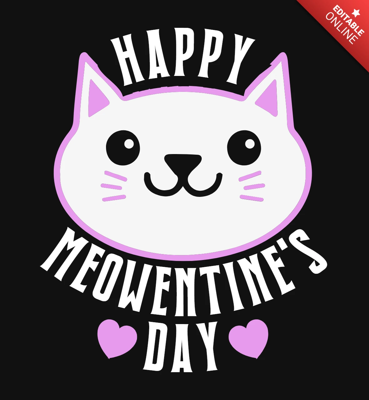 Valentines Day Cat Lover Meowentines T-Shirt Design Template