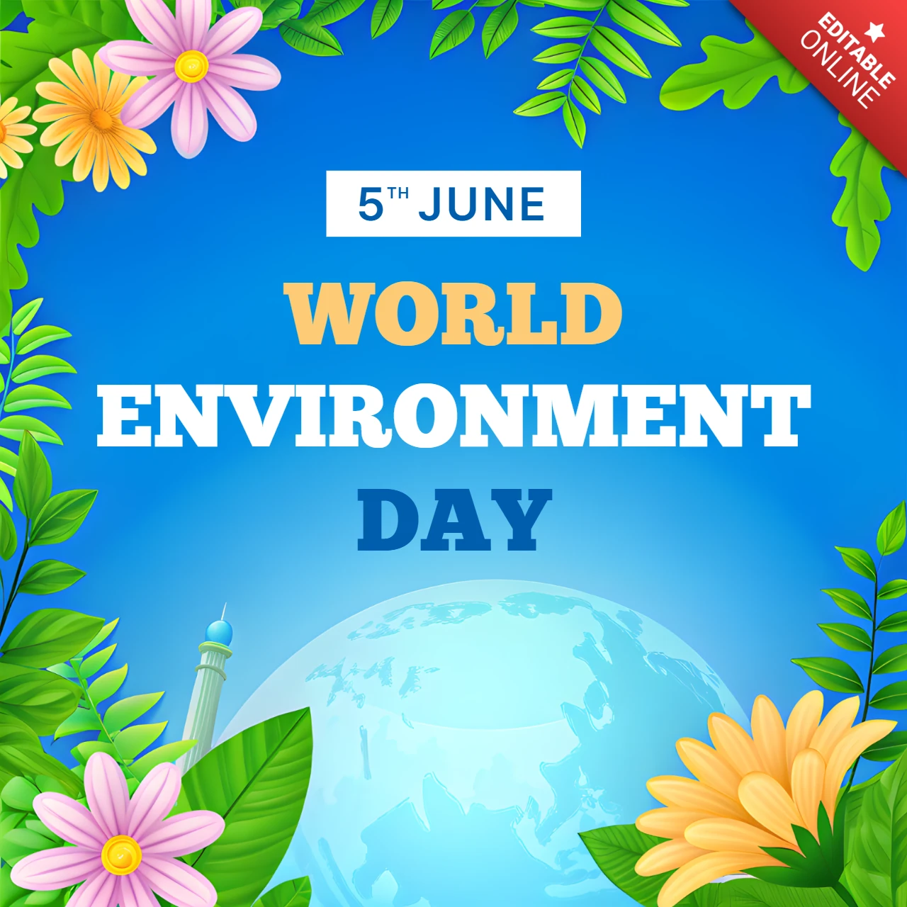Vibrant Floral Design Template for World Environment Day Celebration
