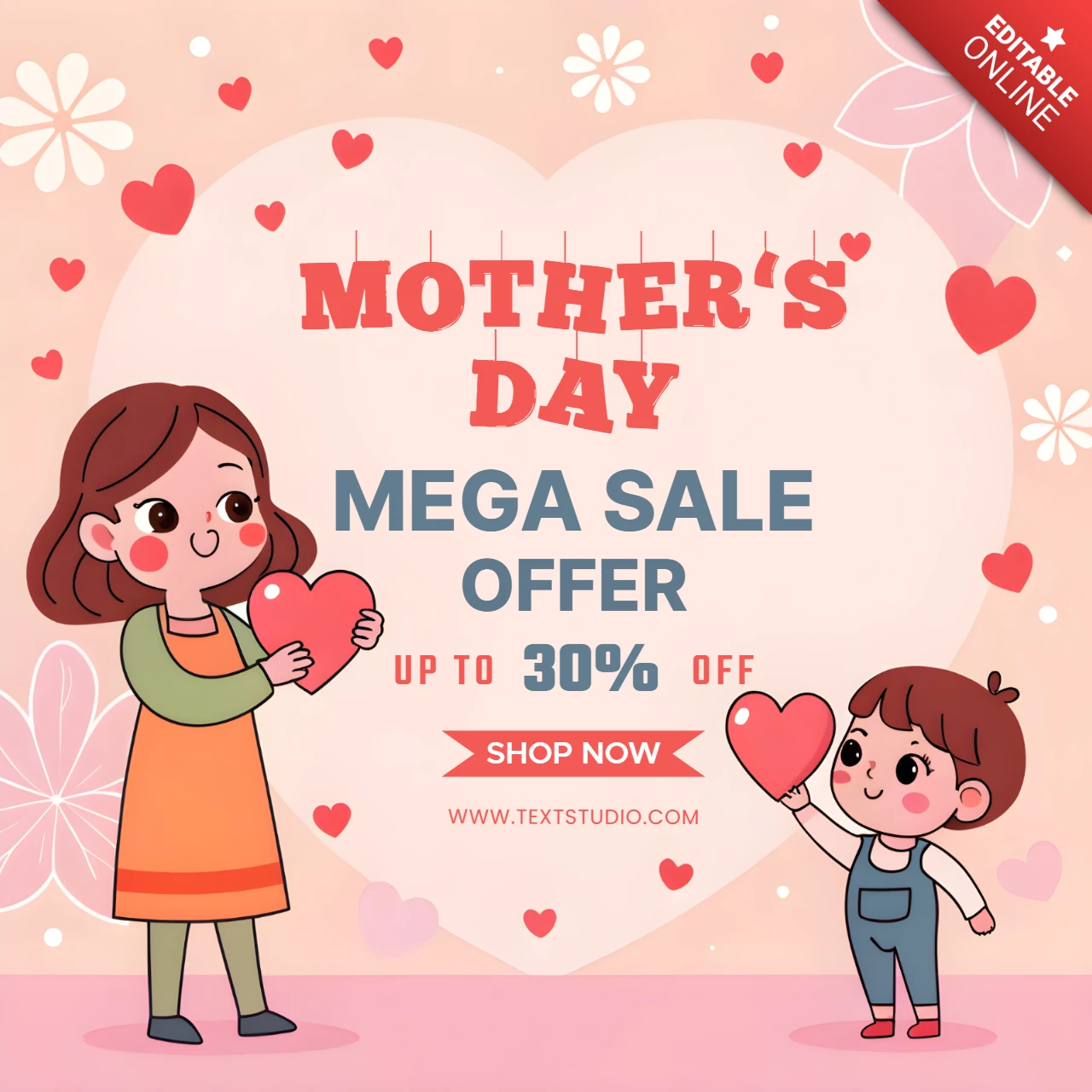 Mother's Day Sale Template - Cute Cartoon Design for Promotions