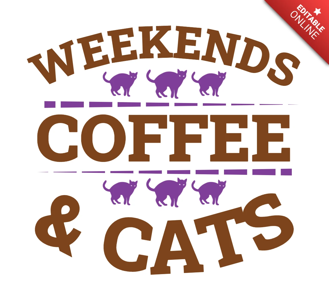 Whimsical Coffee and Cats Design Template for Weekend Vibes