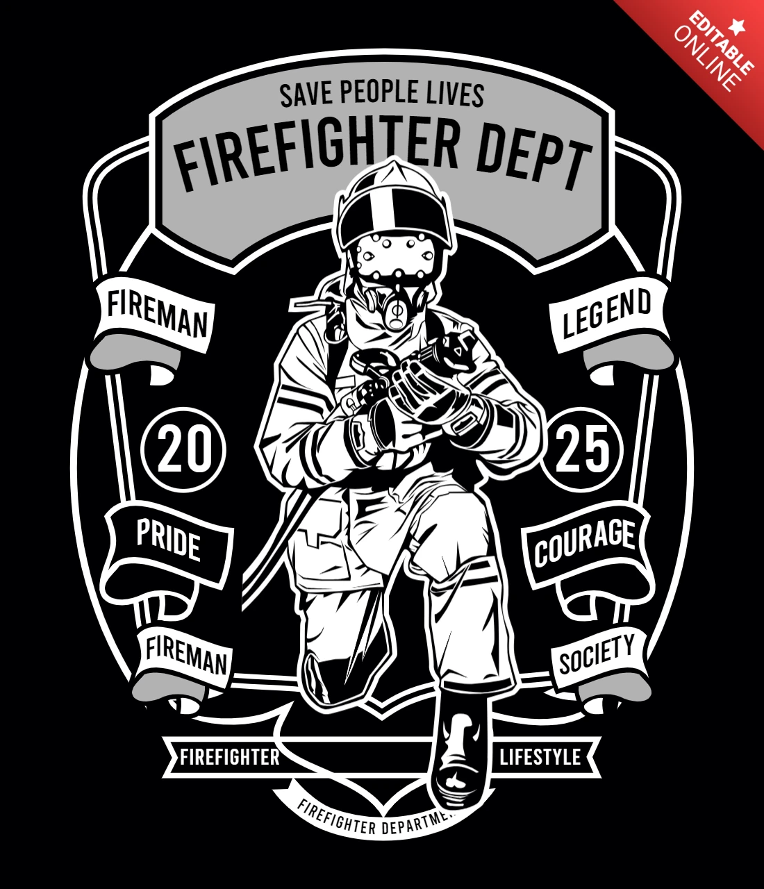 Firefighter T-Shirt Design Template