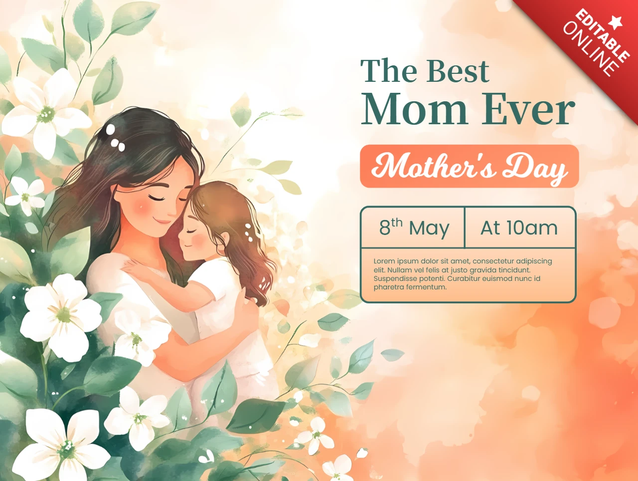 Floral Watercolor Mother's Day Design Template for Celebrating Moms