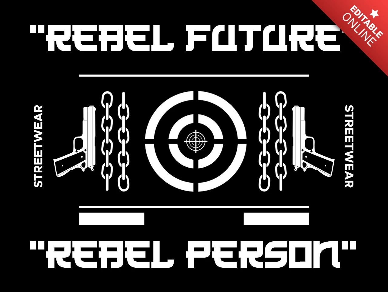 Urban Streetwear Design Template with Guns and Chains