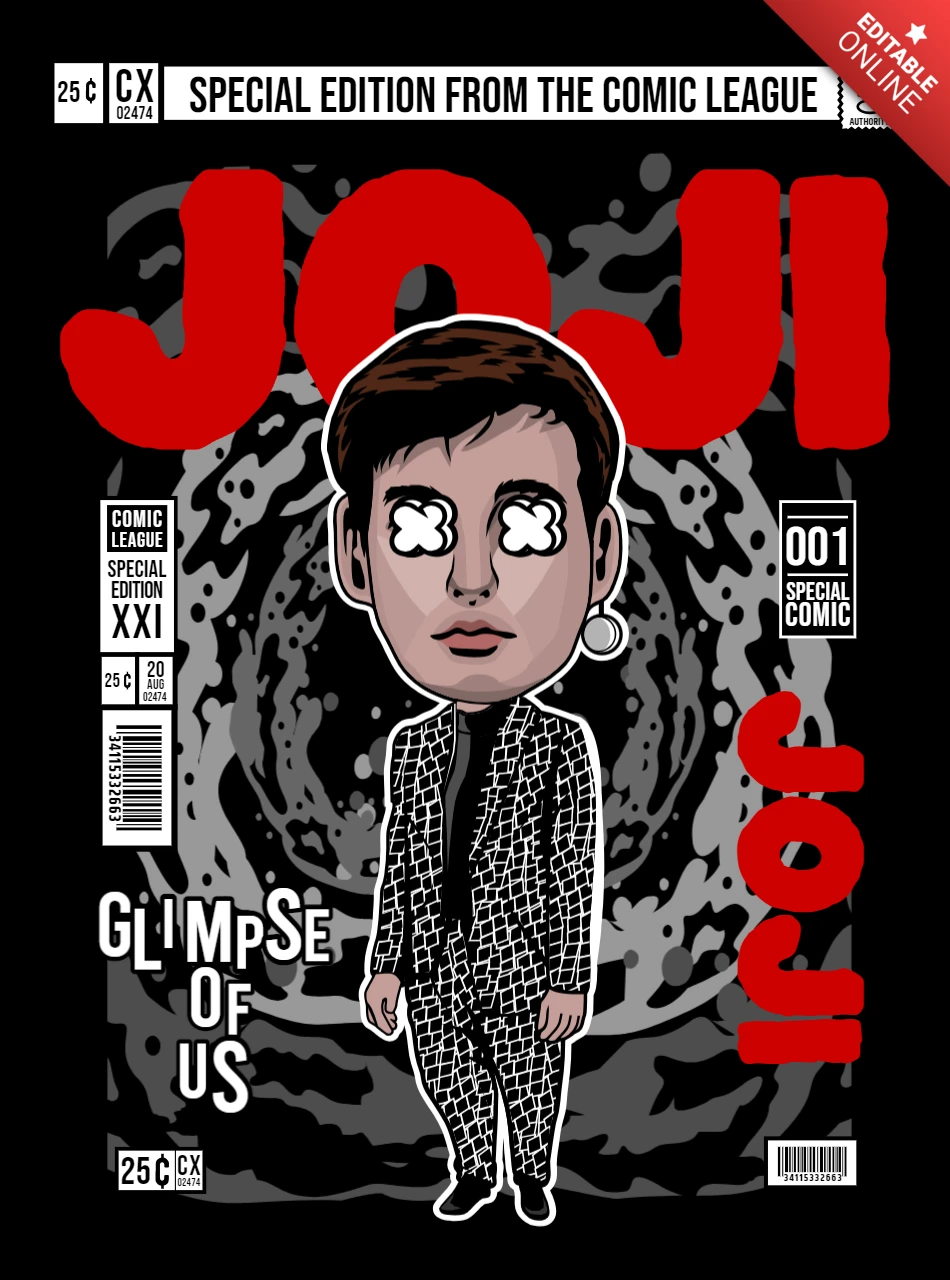 Joji caricatura de dibujos animados plantilla de diseño de portada de revista