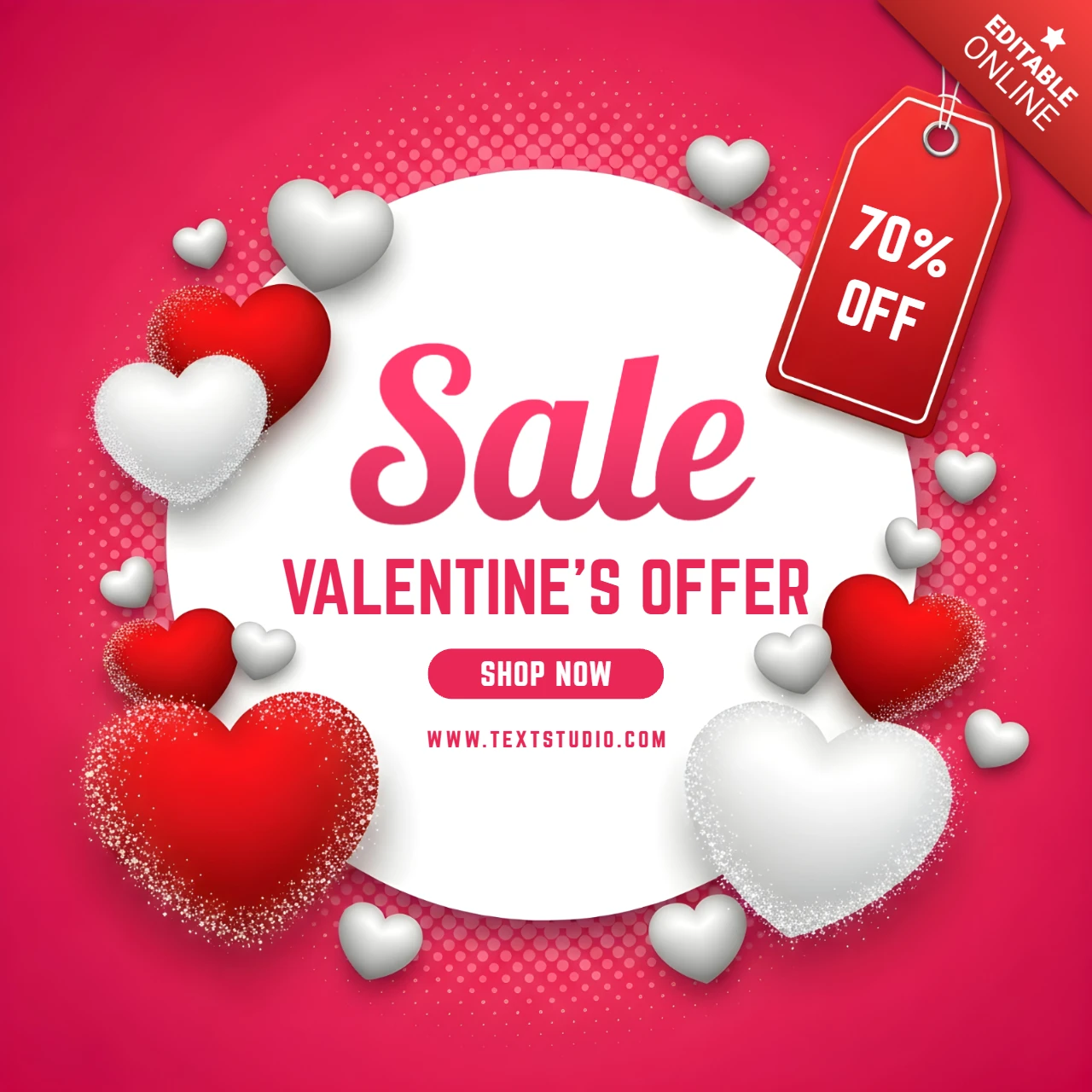 Valentinstagsverkaufs-Vorlage mit Herzdesign für Werbeflyer