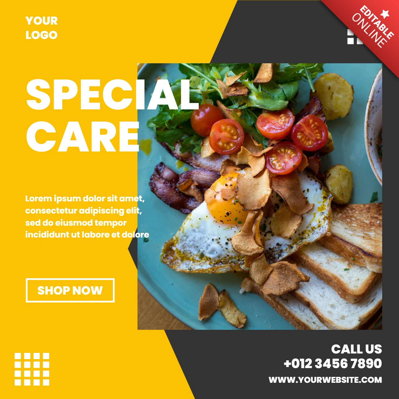 Yellow And Grey Marketing Social Media Post Design Template