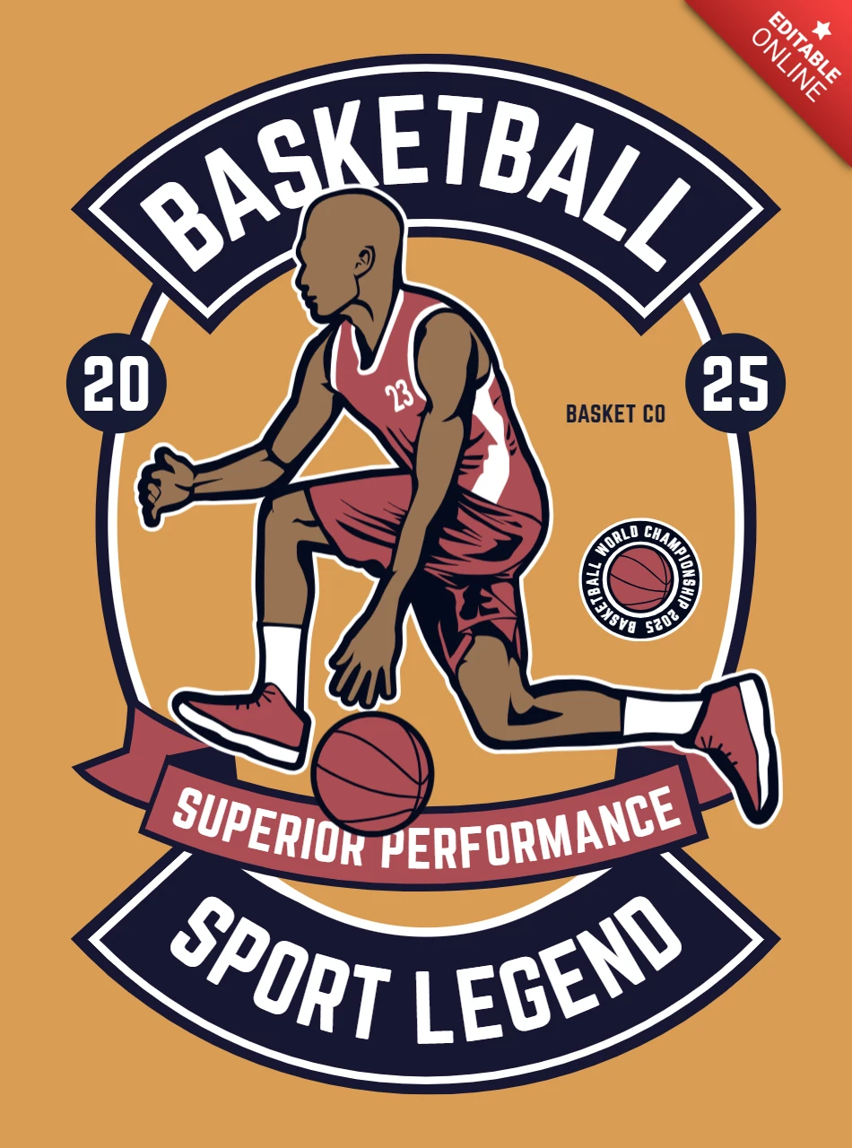バスケットボールスポーツの伝説のヴィンテージTシャツデザインテンプレート
