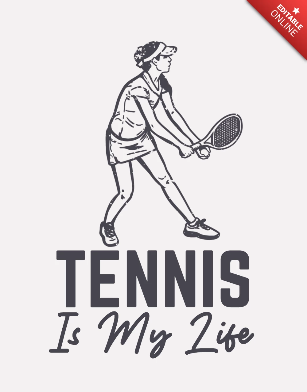 Tennis Player Vintage T-shirt Design Template