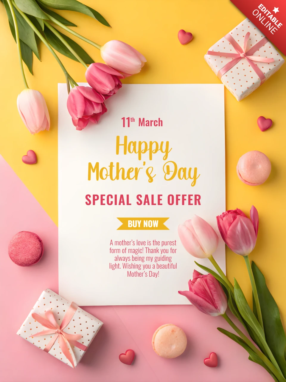 Chic Muttertag Verkauf Vorlage Design mit floralen Akzenten und Pastellfarben