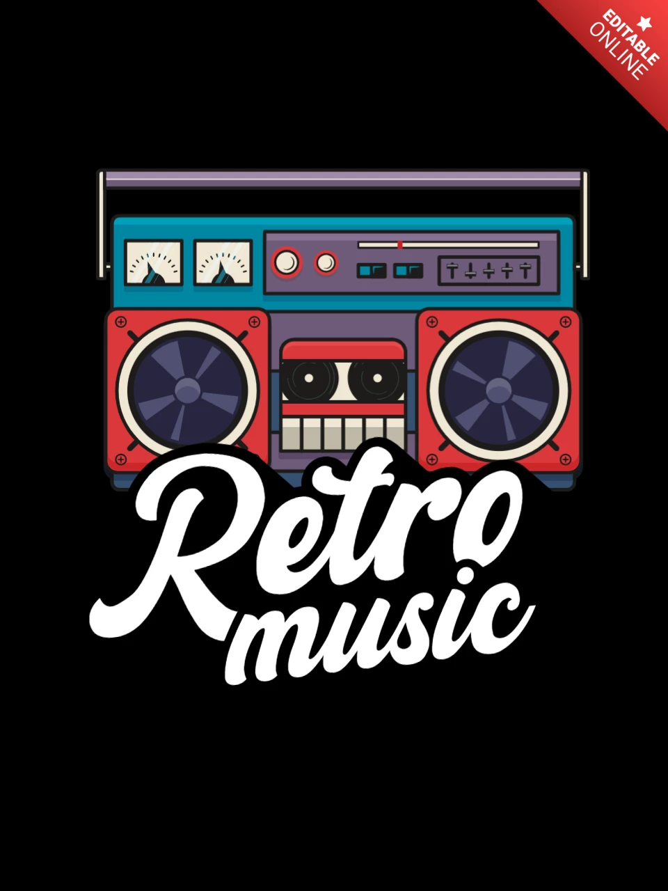 Retro Music Record Player T-shirt Template Design