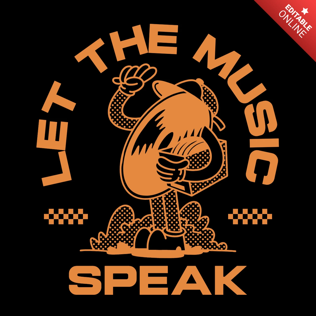 Let the Music Speak Retro Vinyl Vibes T-Shirt Design Template
