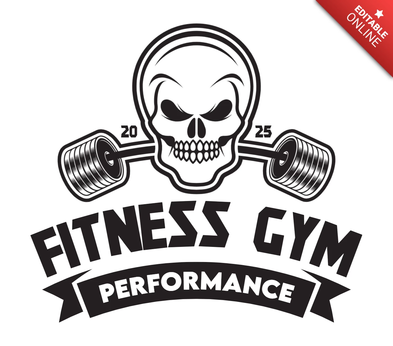 Plantilla de diseño de logotipo de cráneo de gimnasio
