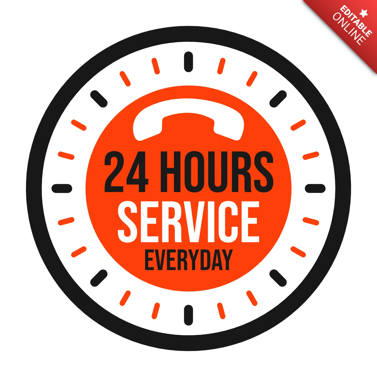 24 hours service everyday logo design template