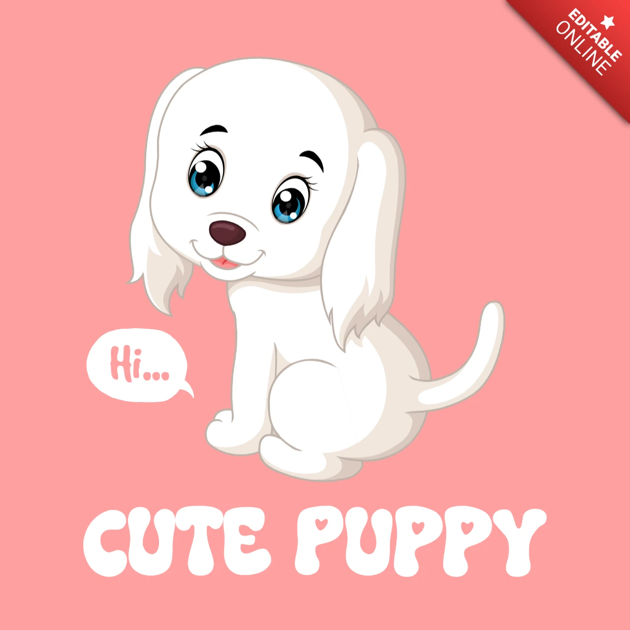 Modèle éditable de dessin de chiot mignon pour le divertissement des enfants