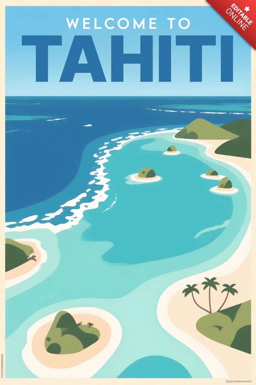 Design template vintage tropical paradise per poster di viaggio