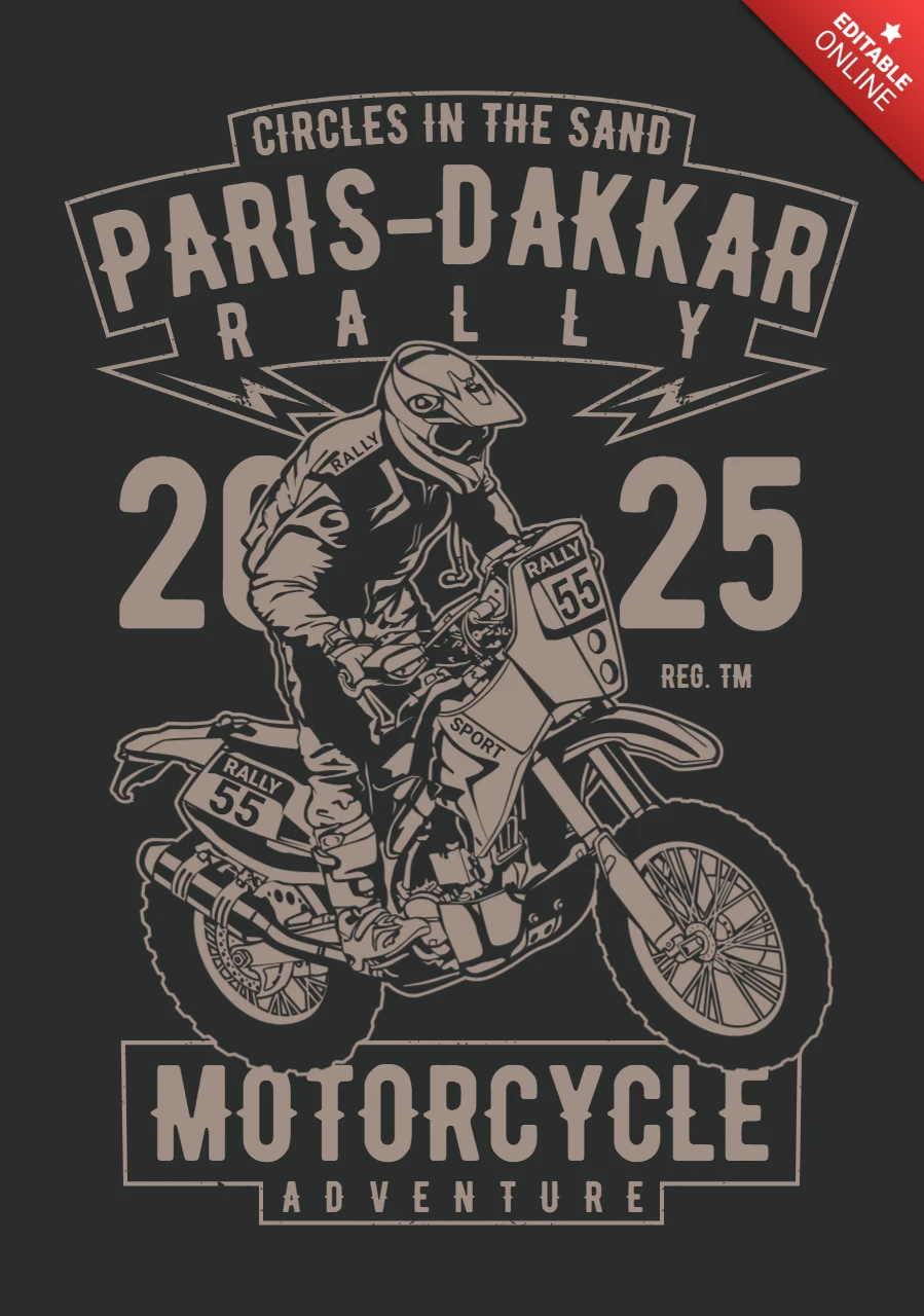 Paris dakkar rally moto camiseta plantilla de diseño