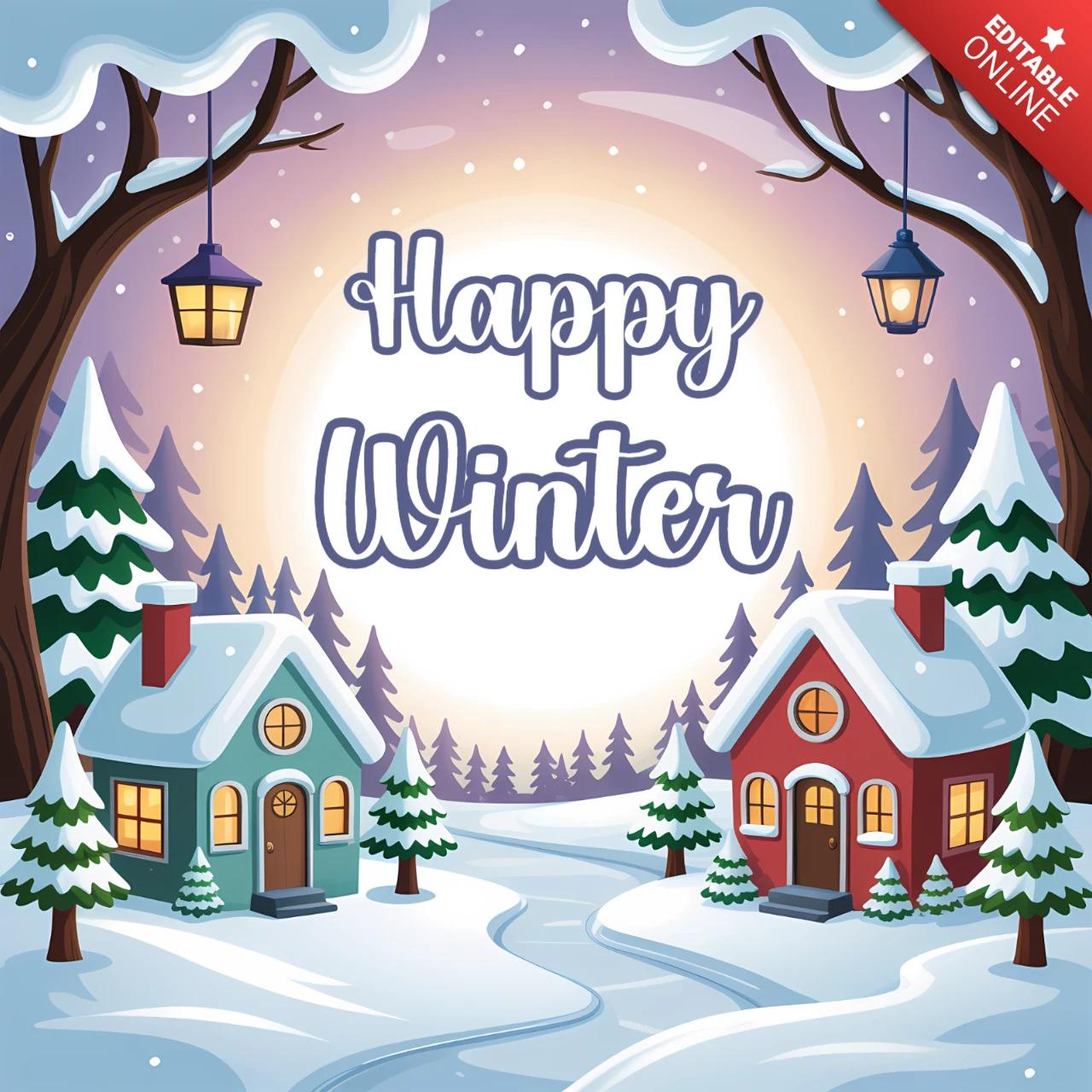 Winterwunderland-Designvorlage für Feiertagsgrusskarten