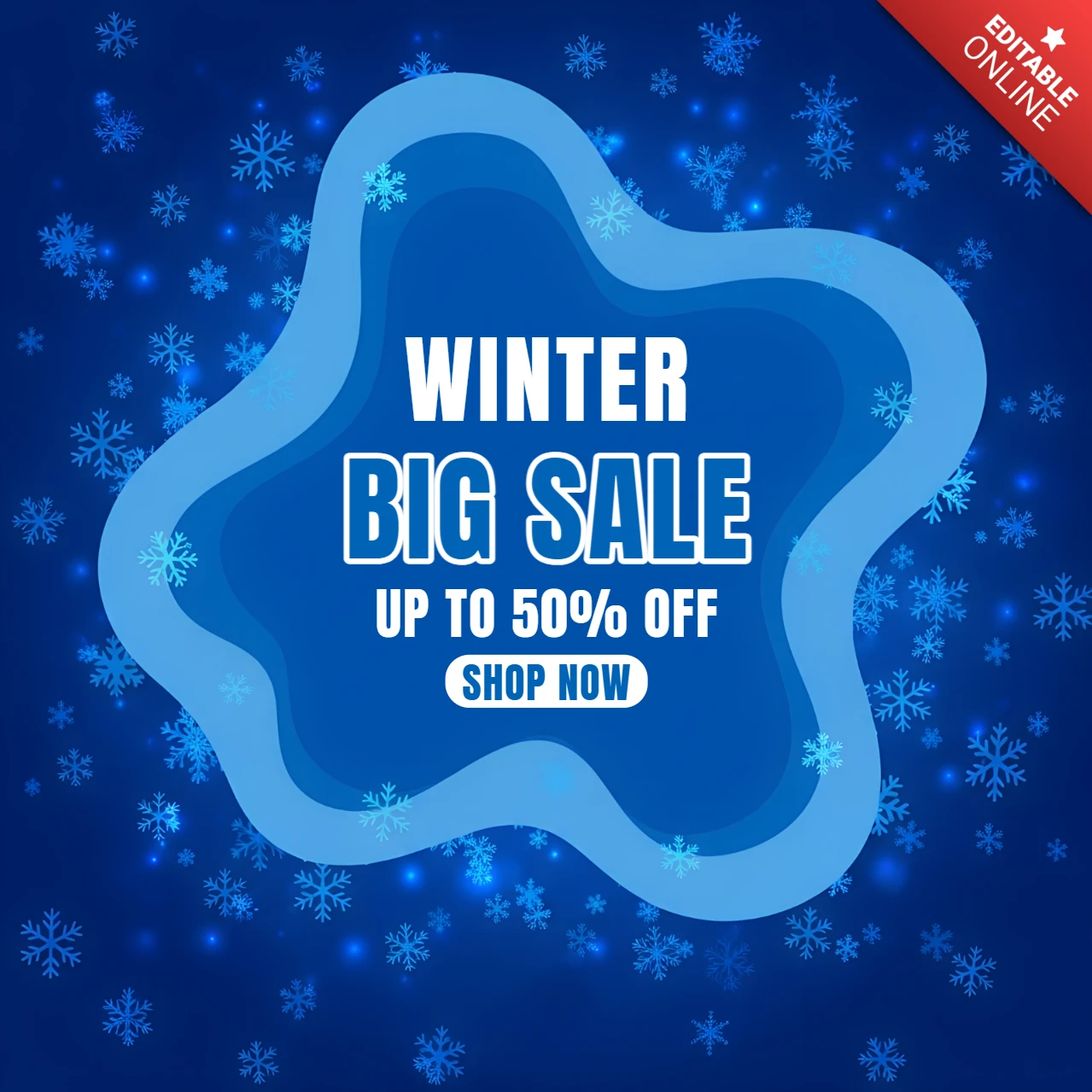 Wintersale-Designvorlage mit Schneeflocken für Werbeflyer