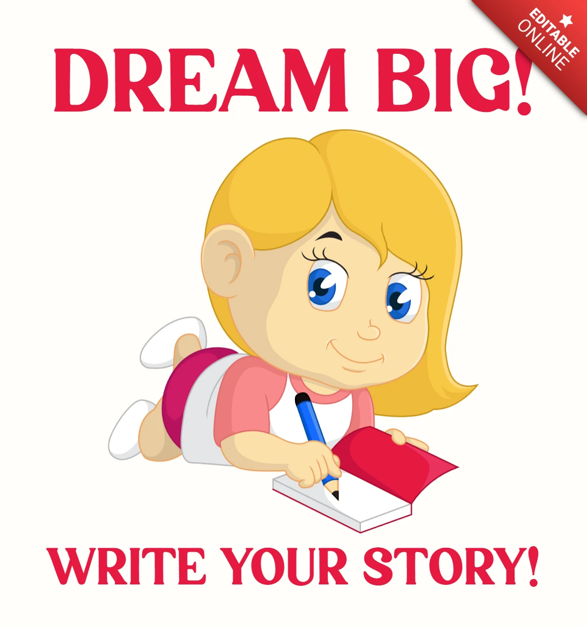Sueña a lo grande: plantilla editable para escribir cuentos infantiles