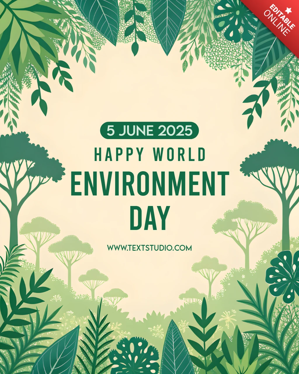 Design de floresta verde para template de cartaz do dia do meio ambiente