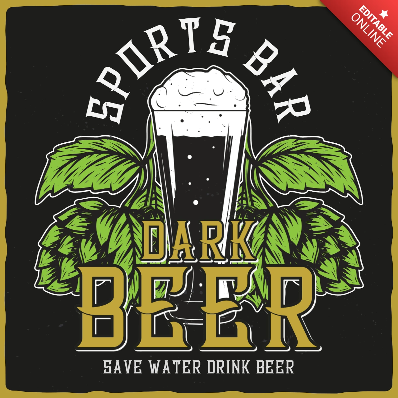 Ontwerpsjabloon donker bier t-shirt