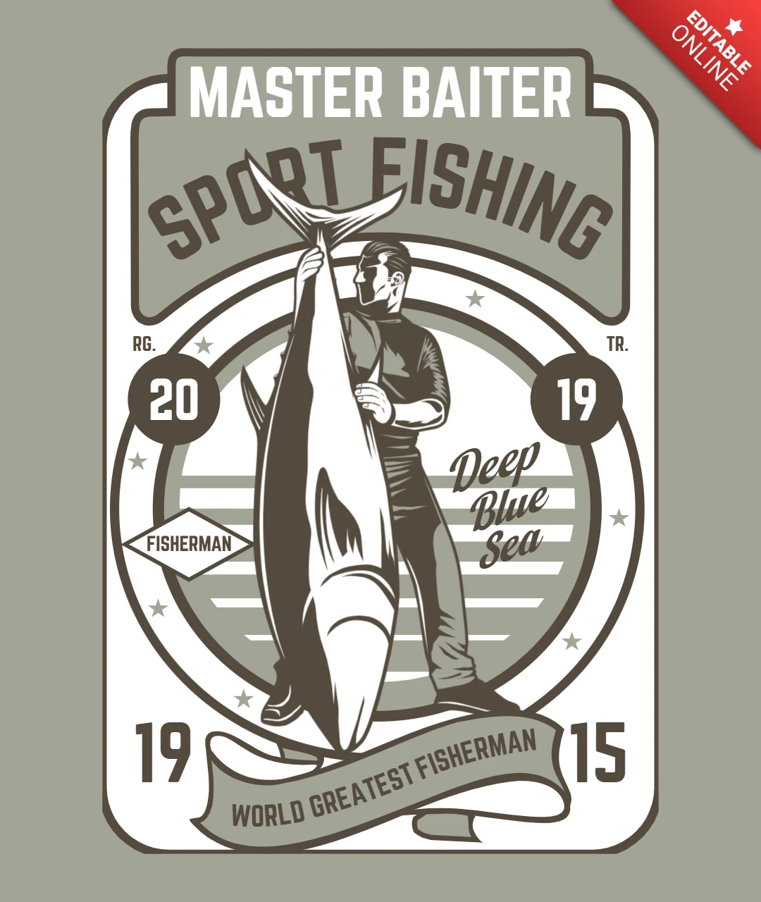 Modelo de design de camiseta de pesca esportiva