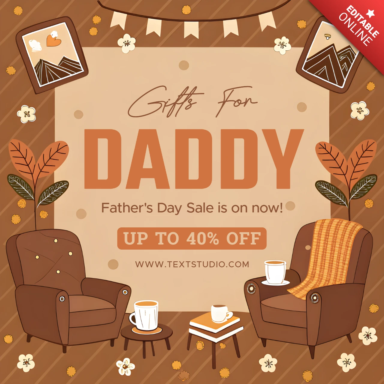Cozy Father's Day Sale Template Design – Editable Promotional Graphic