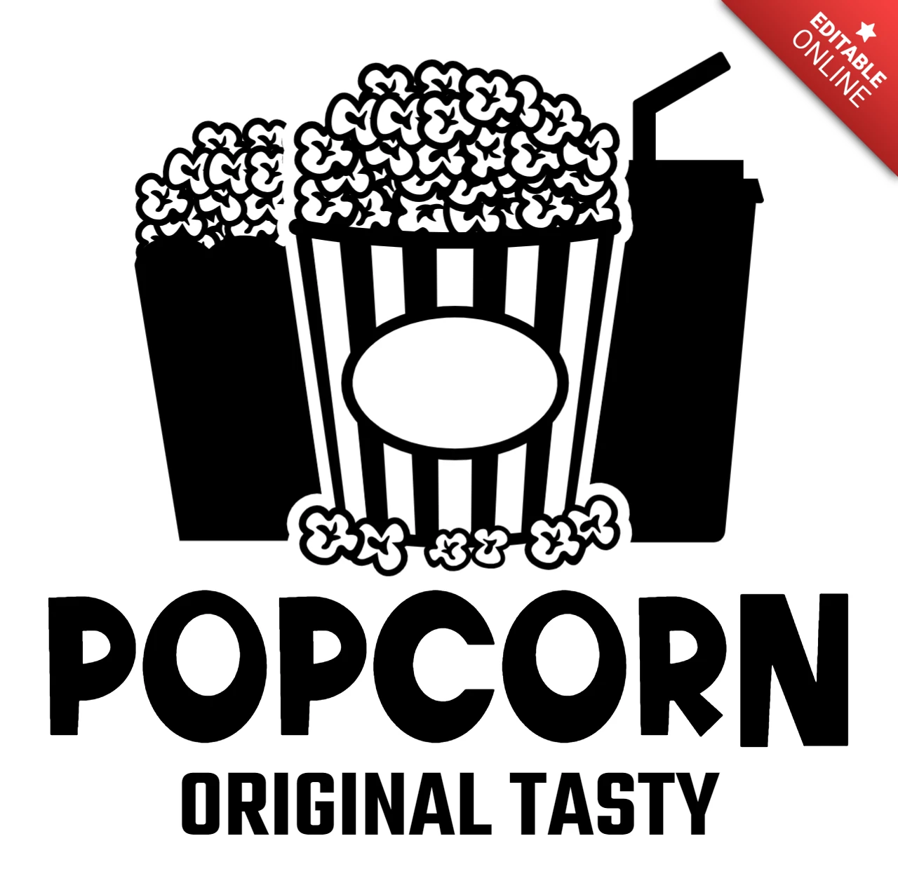 Original Tasty Popcorn Logo Design Template