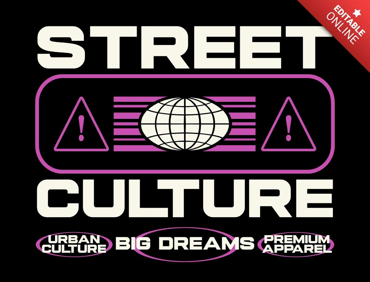 Plantilla de diseño de camiseta con una esfera sonriente de identidad urbana y una cita impulsada por la cultura.